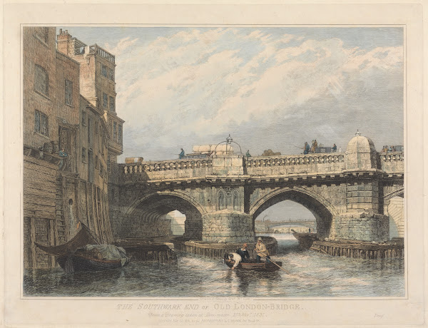 The Southwark End of Old London Bridge 1831