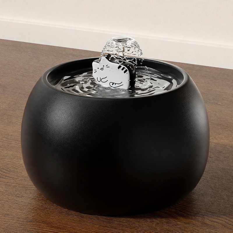 Automatic cat fountain with ceramic bowl