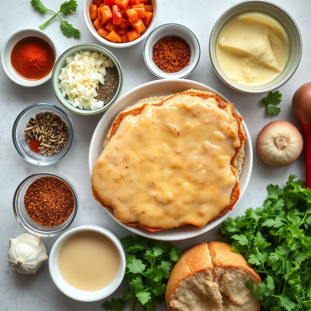 Ingredients for Easy Cajun Chicken Sloppy Joes with Creamy Cheese Sauce (30-Minute Family Dinner)