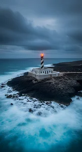 Moody Lighthouse Stormy Coast Long Exposure