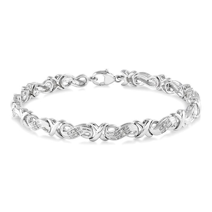 Silver 'X' Shape Diamond Bracelet
