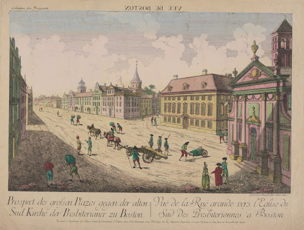 Vue de la Rue grande vers lEnglise du Sud des Presbiteriennes a Boston