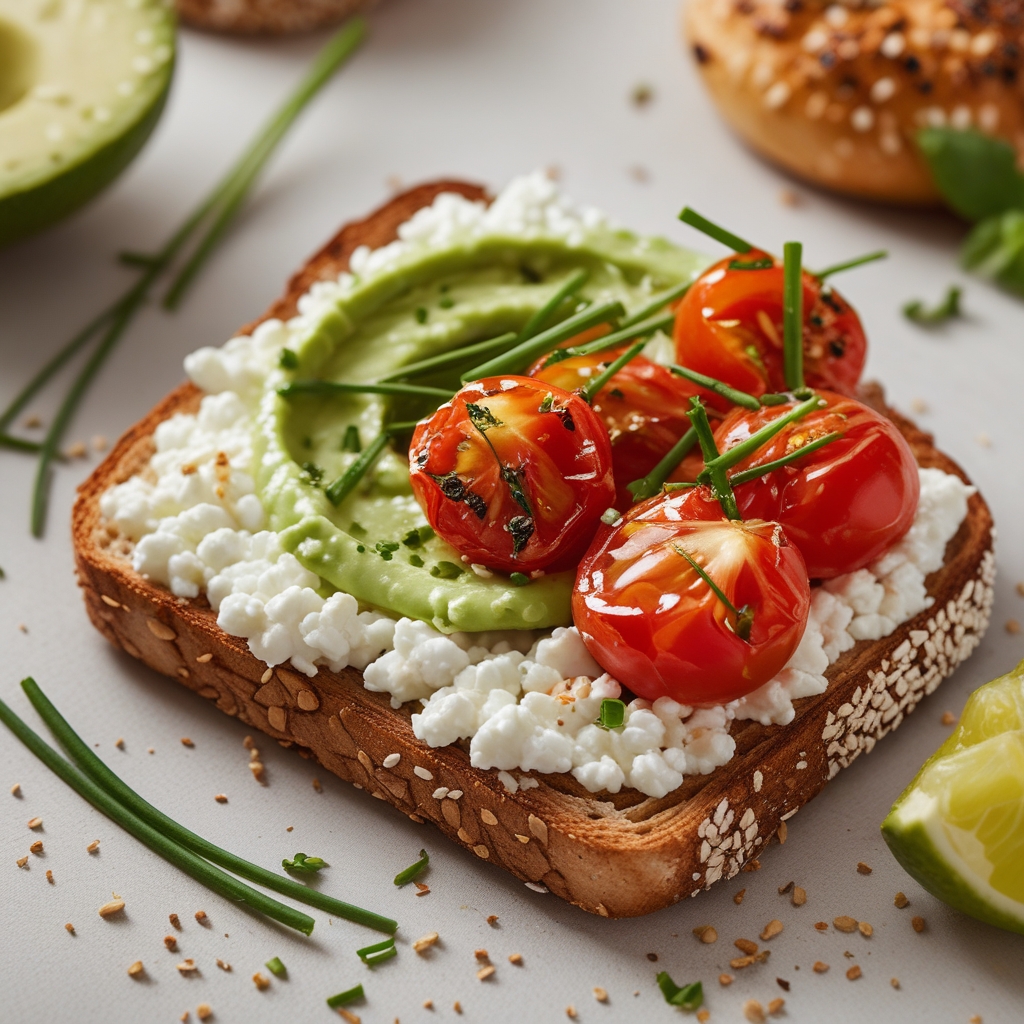 Final Viral High-Protein Cottage Cheese Toast with Blistered Tomatoes & Avocado Drizzle