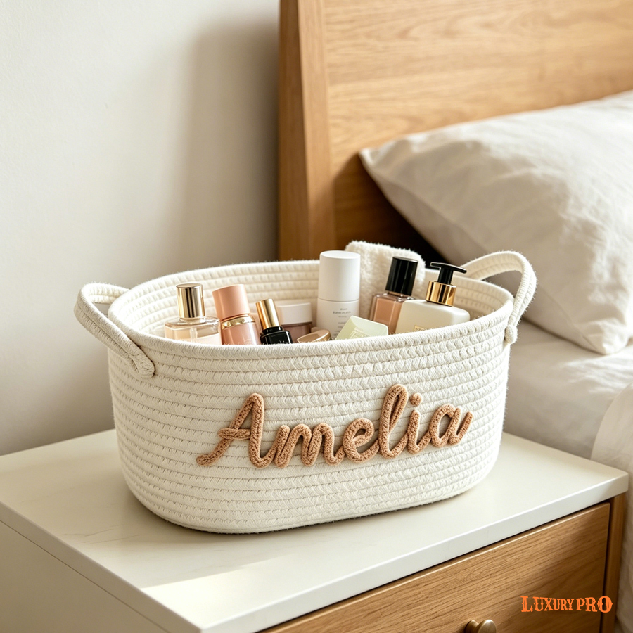 Cotton Rope Short Handle Storage Basket
