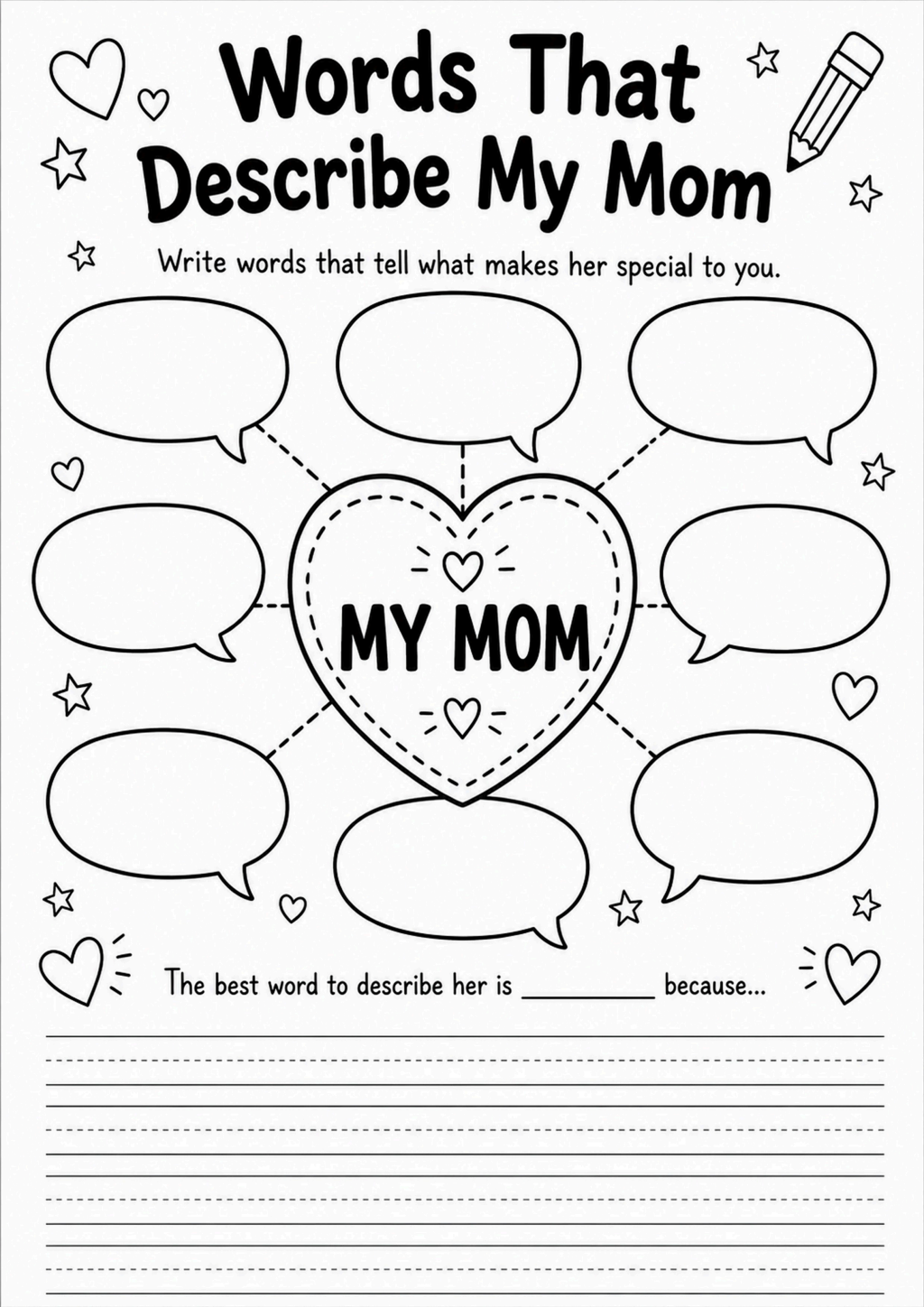 Words That Describe My Mom Worksheet