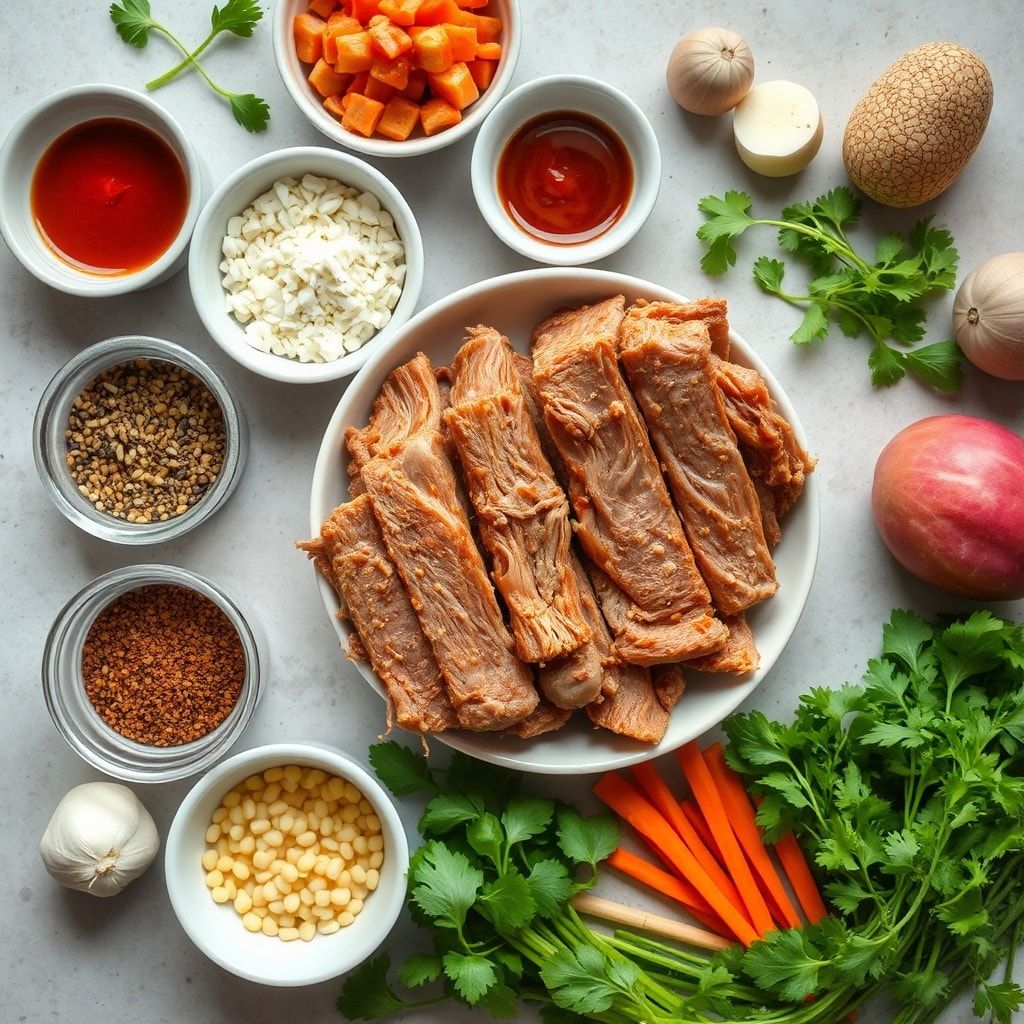 Ingredients for Juicy Pulled Pork Egg Rolls Recipe: Easy Homemade Appetizer for Game Night