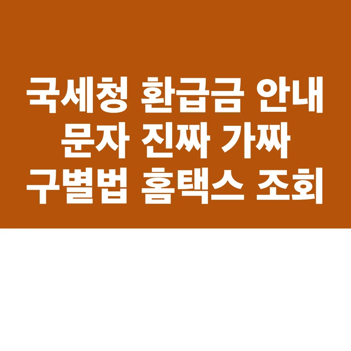 국세청 환급금 안내 문자 진짜 가짜 구별법 홈택스 조회