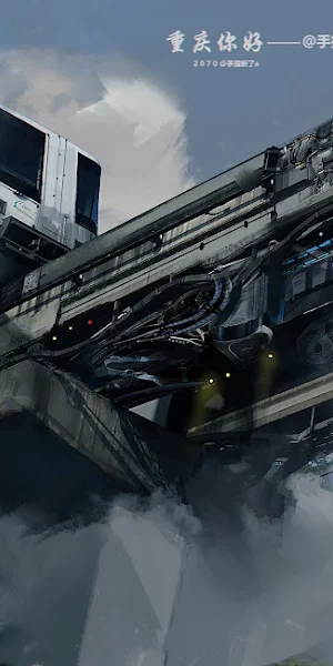 Sci-Fi Train, Futuristic Transport, Monorail, City Concept 5K Wallpaper Background