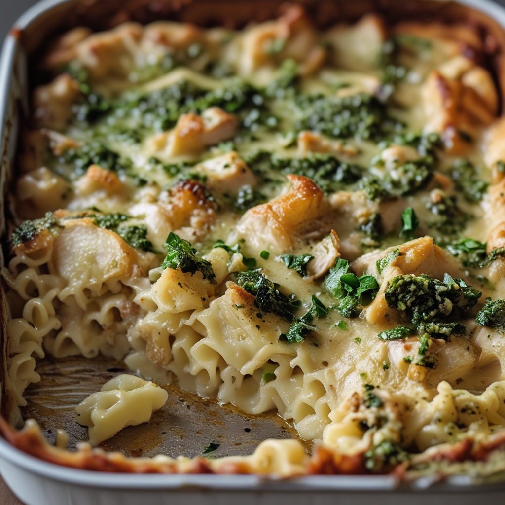 Creamy Pesto Chicken Pasta Bake - Easy Weeknight Family Dinner finished
