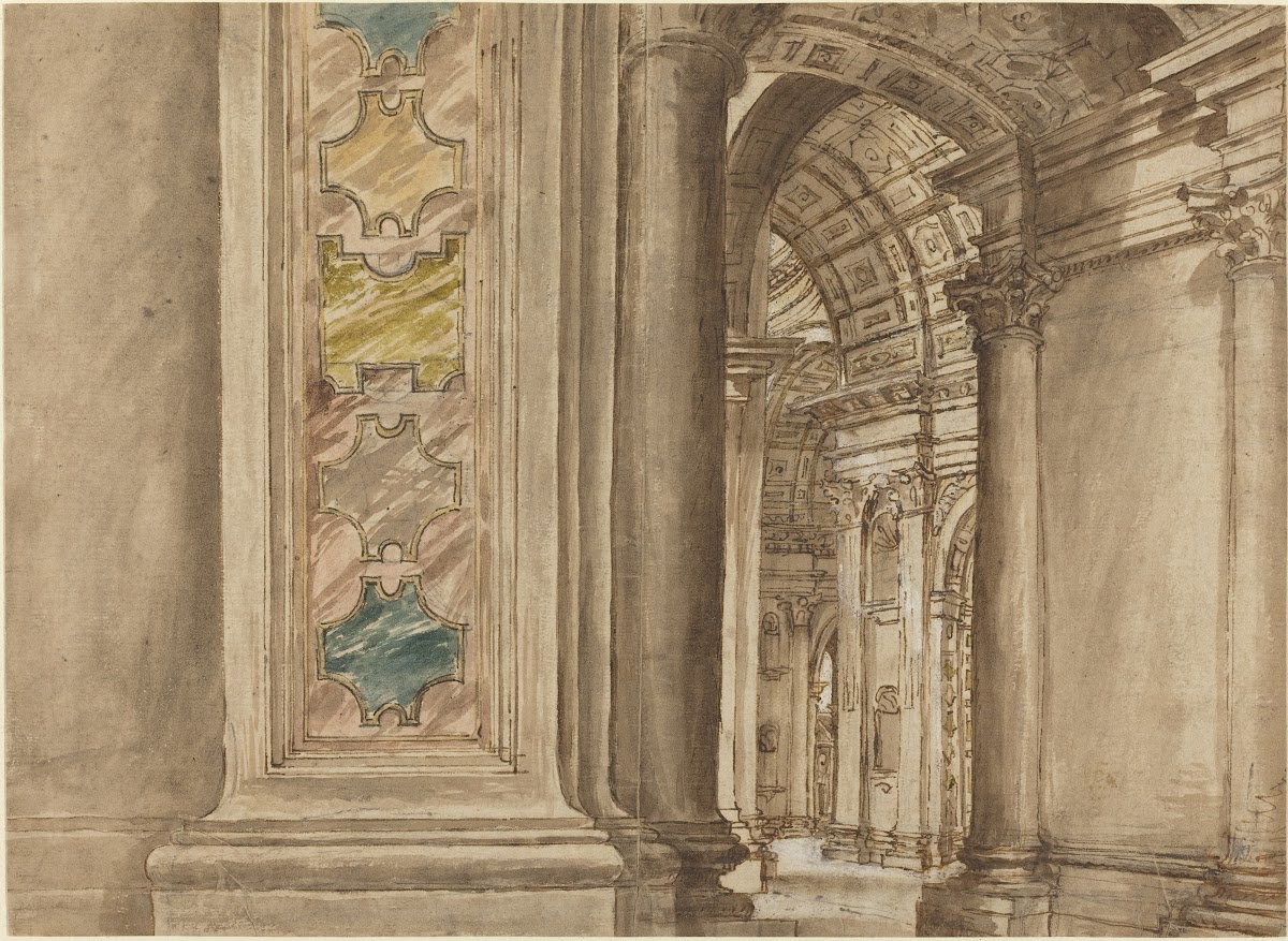 The Interior of Saint Peters Rome 17th century