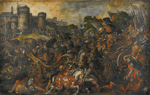Achilles confronting Hector outside Troy