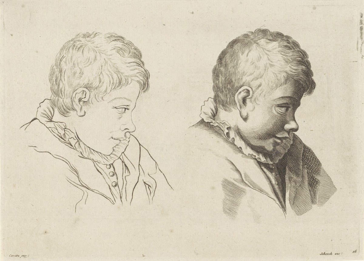 Study of the side of the head of a boy with a collar 1675   1711