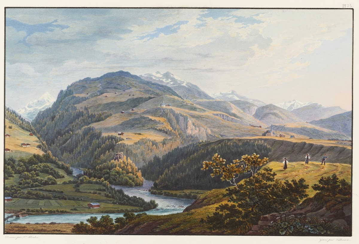 Vue de la réunion des deux bras du Rhin supérieur et du Rhin du milieu prise prè