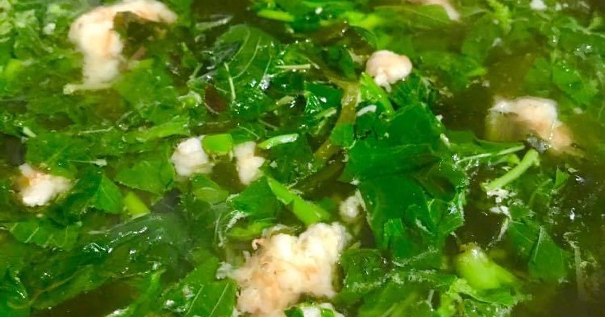 Canh rau tập tàng nấu tôm