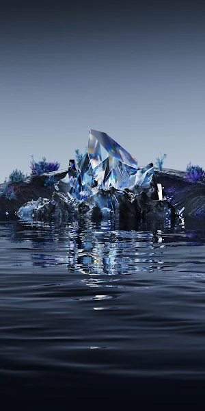 Crystal, Landscape, Water, Reflection 4K Wallpaper Background