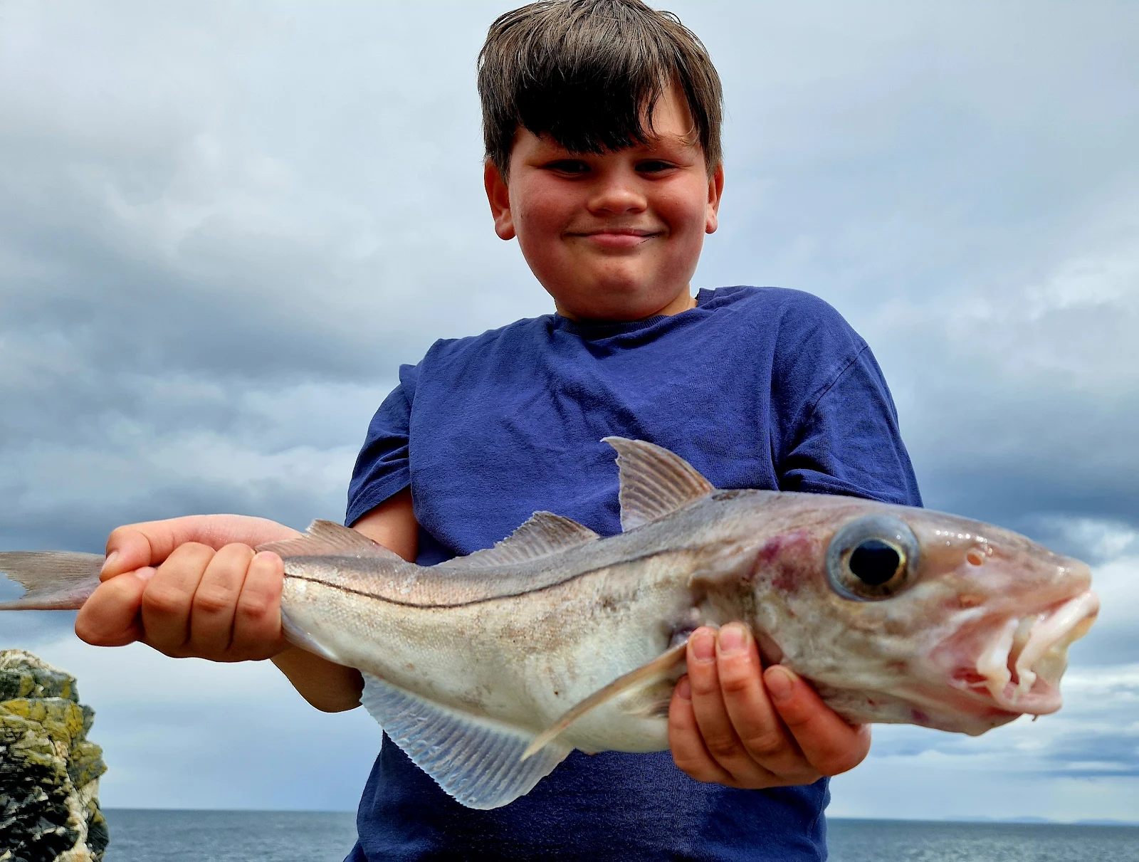 Jack Bissett with a Haddock caught shore fishing on a 3 hook flapper rig with mackerel