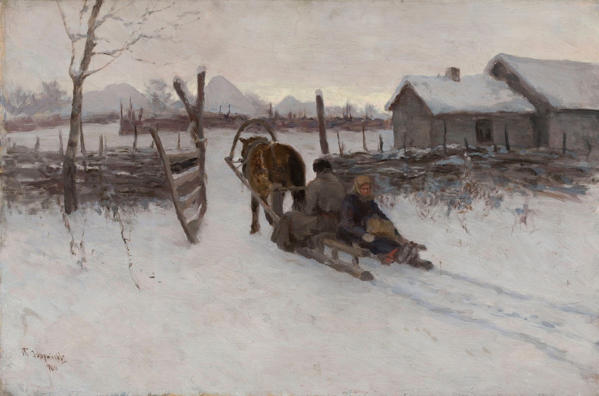 Farmyard with the sleigh 1900