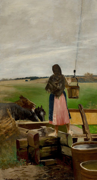 Girl at a water well 1892