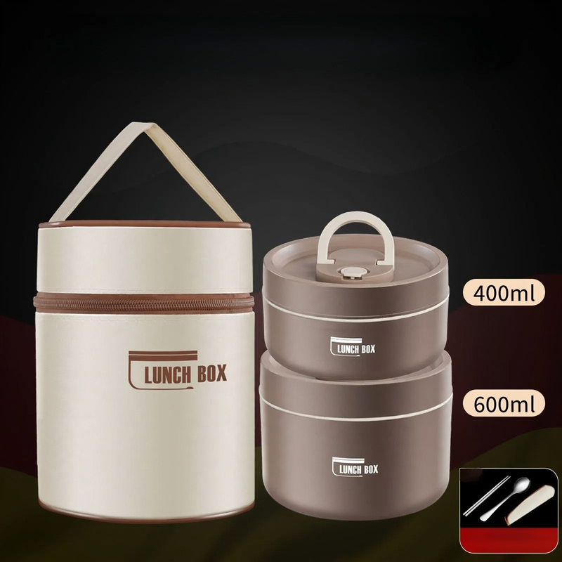Edelstahl-Lunchbox, rund, 470–600 ml, mit Deckel