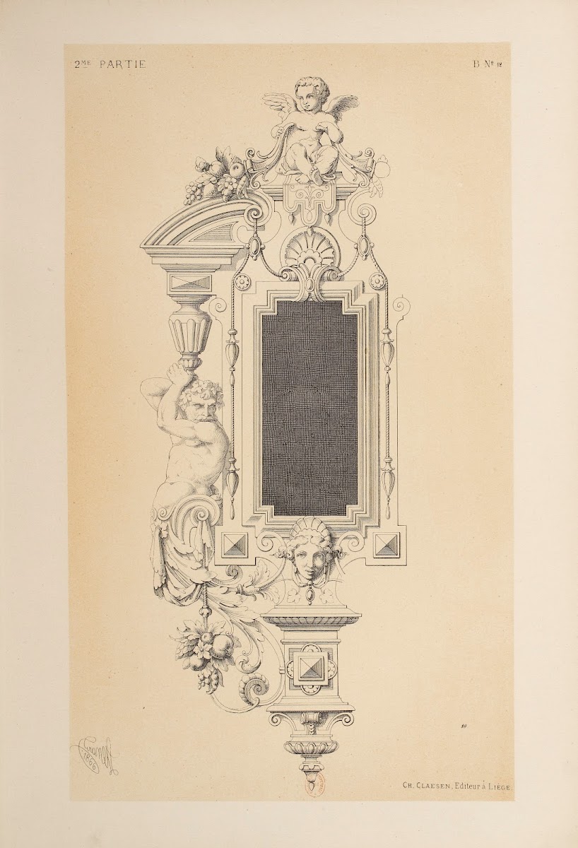 Cartouche Pour Enserrer Une Peinture Ou Une Plaque De Marbré 1866