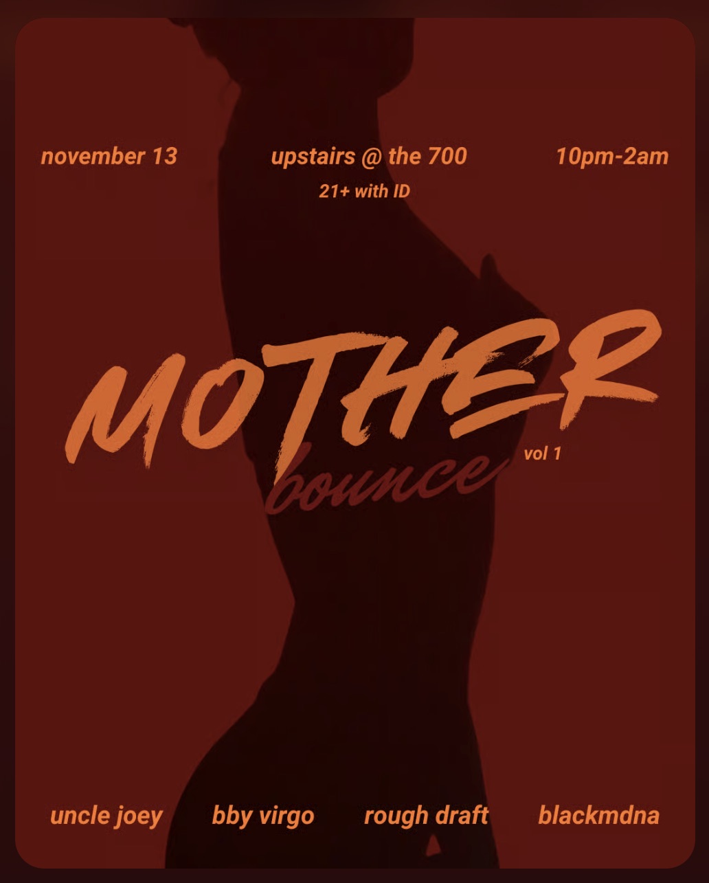 Flyer for Mother Bounce Vol. 1