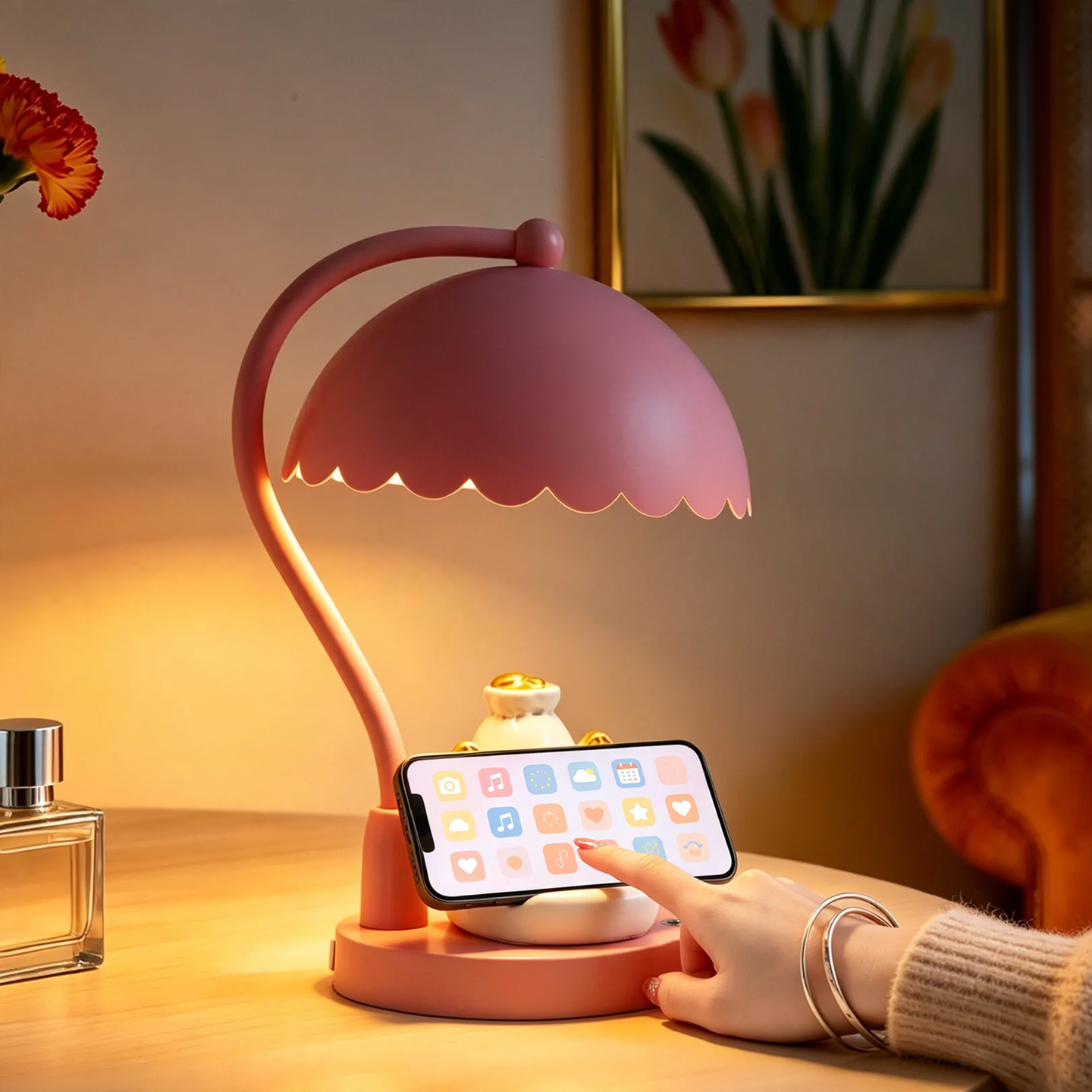 Elephant table lamp with cloud design, height adjustable