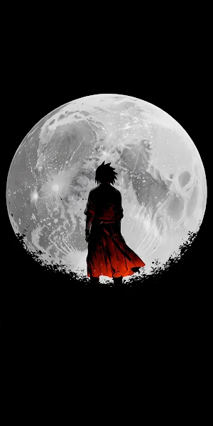 Sasuke, Anime, Moon, Illustration 4K iPhone Wallpaper Background