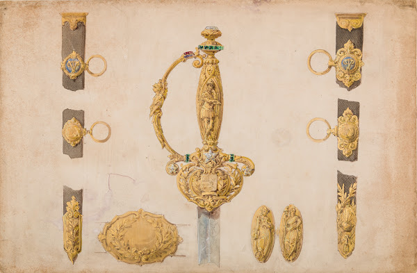 Design for a Sword Hilt Scabbard and Belt Fittings ca 184050