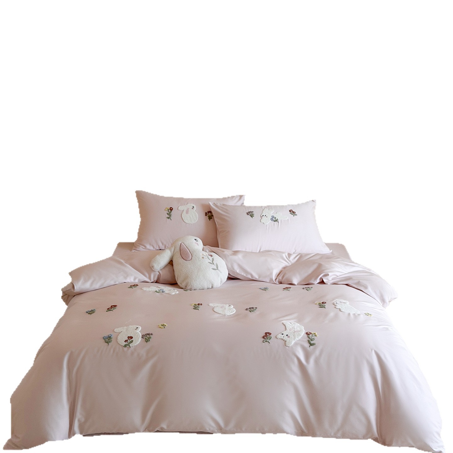Satin-Bettwäsche-Set aus 100S Langstapel-Baumwolle, bestickt