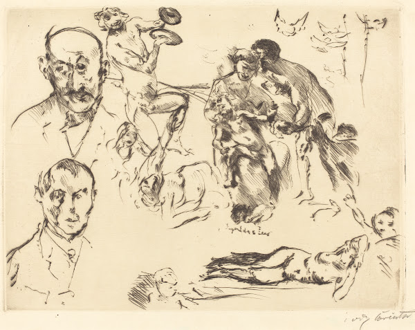 Plate of Sketches including one of Max Liebermann c 1915