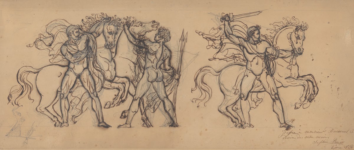 Three Warriors and Their Horses Study for a Bas Relief Sculpture in the Chateau