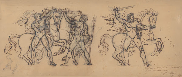 Three Warriors and Their Horses Study for a Bas Relief Sculpture in the Chateau