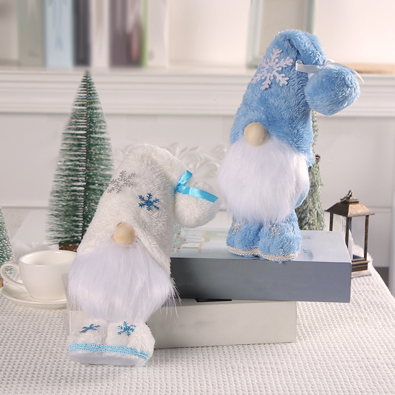 Stehende Weihnachts-Wichtelfigur mit Schneeflocken-Design