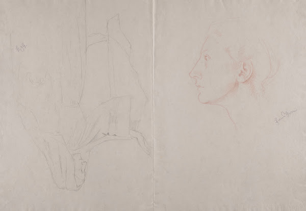 Female Head in Profile Woman in a Long Robe and a Head Scarf 1880