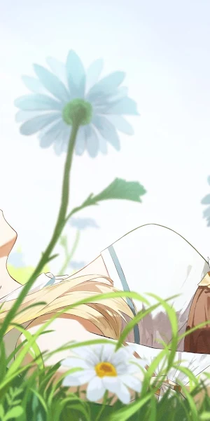Anime Girl, Daisies, Field, Lying Down 4K Wallpaper Background