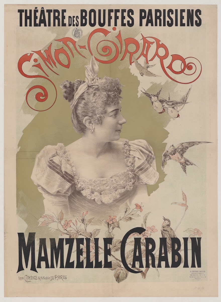 Théatre des Bouffes Parisiens Simon Girard Mamzelle Carabin 1890 1891