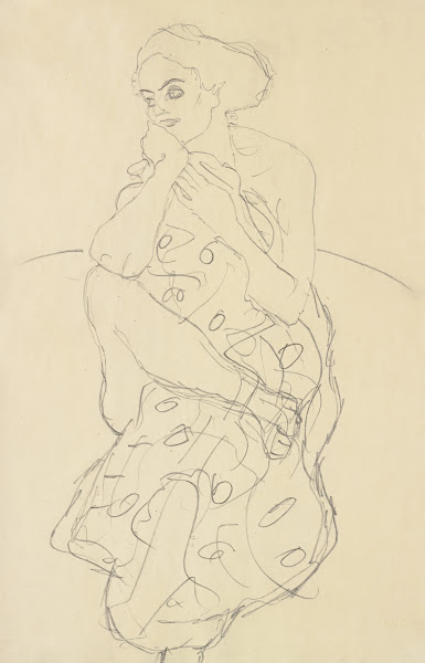 Sitzender Halbakt von vorne den Kopf nach links gewendet Seated Semi Nude Seen H