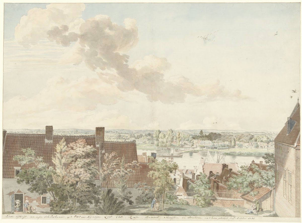 Gezicht Te Nijmegen Met Een Veer Over De Rivier 1785