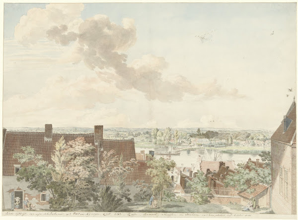 Gezicht Te Nijmegen Met Een Veer Over De Rivier 1785