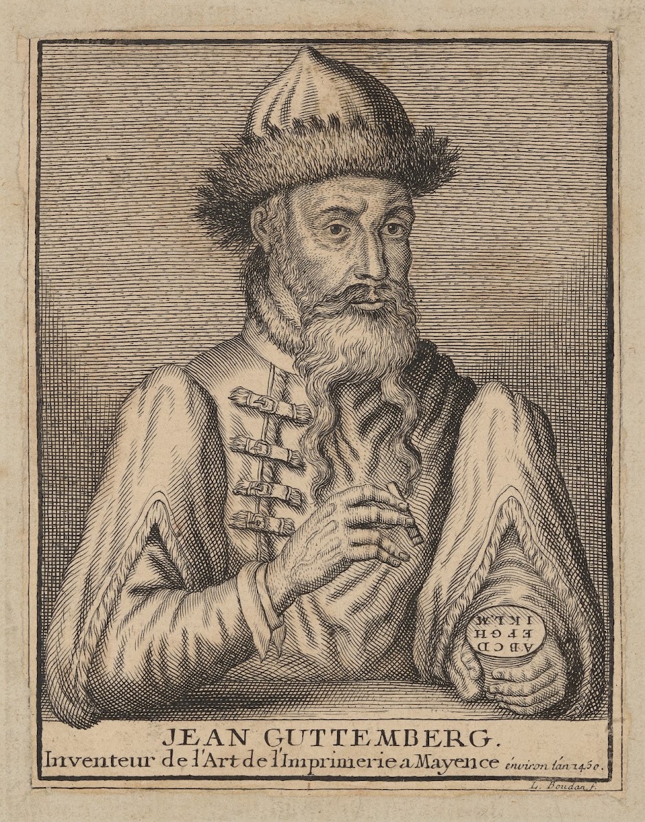John Gutenberg inventor of the art of printing in Mainz around the year 1450