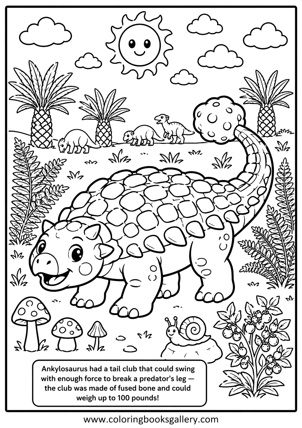 Explore the Colorful World of Armored Ankylosaurus Coloring Pages – free coloring page for kids