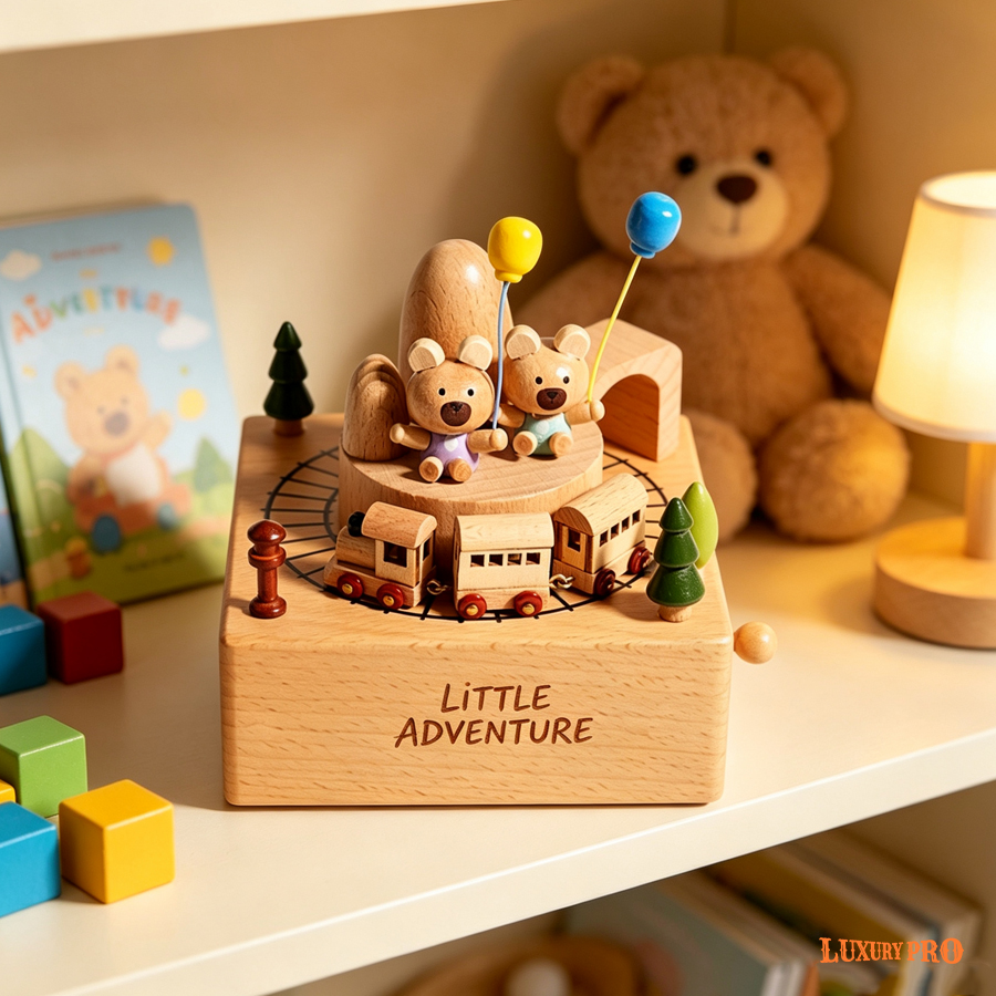 Wooden Rotating Music Box