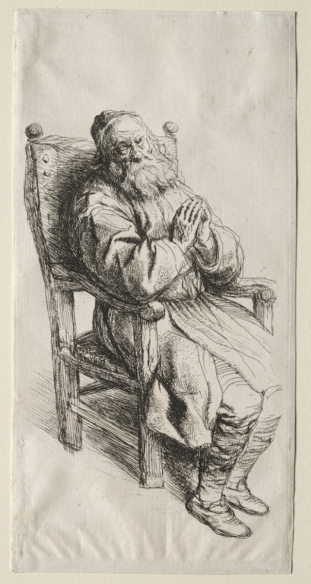 An Old Man in a Chair Praying