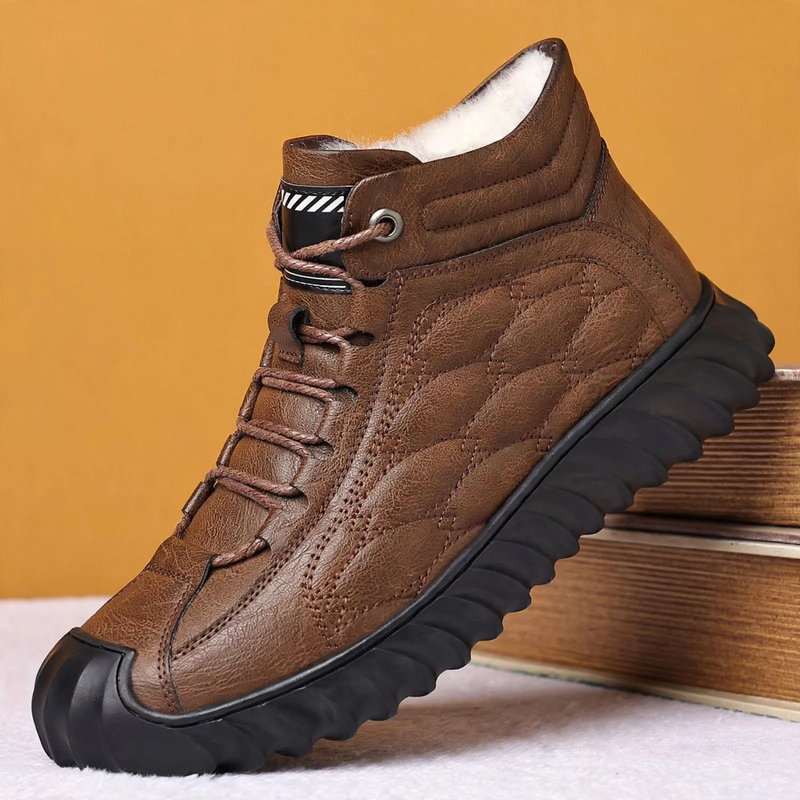 Insulated Men's Ankle Boots, Artificial Leather, Warm, Casual