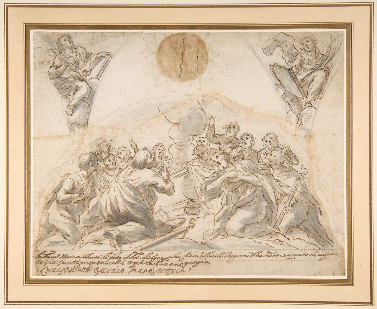 The Apostles at the Tomb of the Virgin and Studies for Two Pendentives 16911758