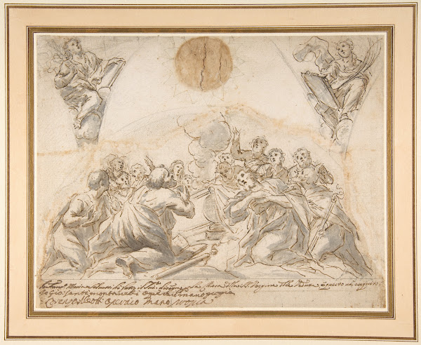 The Apostles at the Tomb of the Virgin and Studies for Two Pendentives 16911758