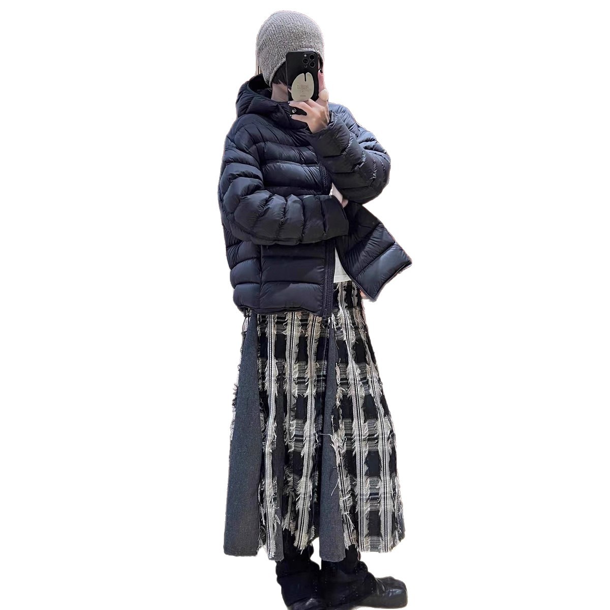 Light women's down jacket with hood