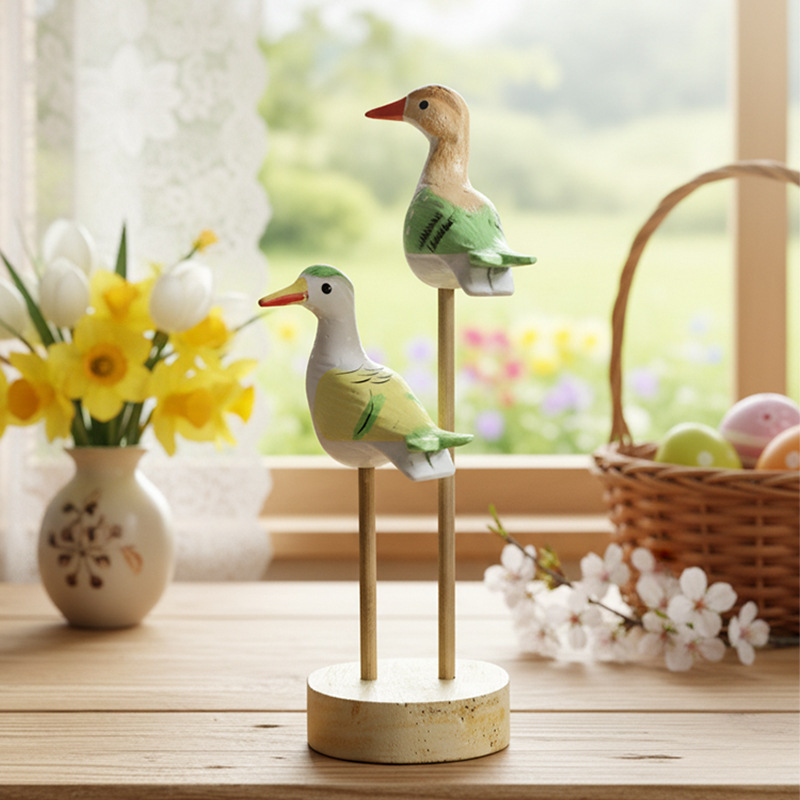 Wood Bird Decorative Figure, Table Decoration in New Chinese Style