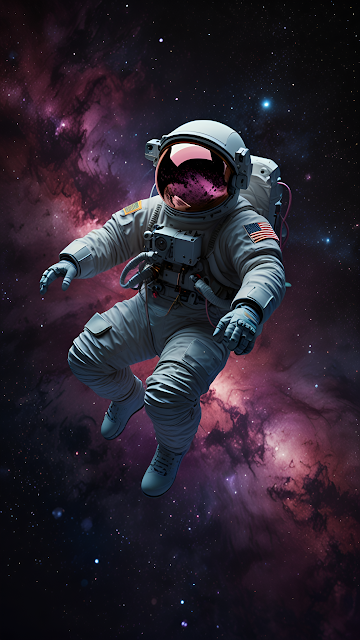 Astronaut Floating in Vibrant Purple Nebula Space - Free mobile Wallpaper