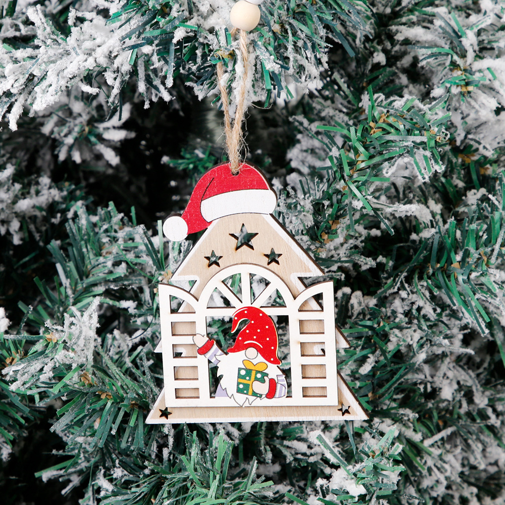 Decorative Christmas Wooden Ornament with Gnome Motif